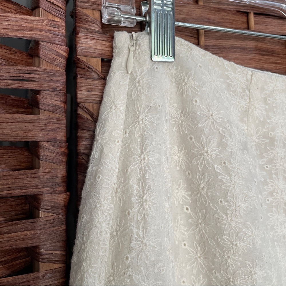 Lulu's Cream Midi Skirt with Fringe Hem, Boho Coastal Cowgirl Hippie, Size S. - Picture 5 of 8